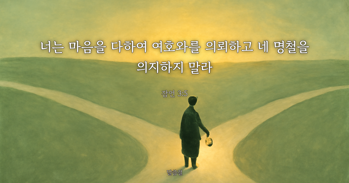 잠언 3:5 — 너는 마음을 다하여 여호와를 의뢰하고 네 명철을 의지하지 말라
