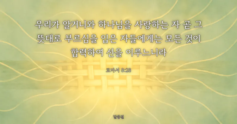 로마서 8:28 — 우리가 알거니와 하나님을 사랑하는 자 곧 그 뜻대로 부르심을 입은 자들에게는 모든 것이 합력하여 선을 이루느니라
